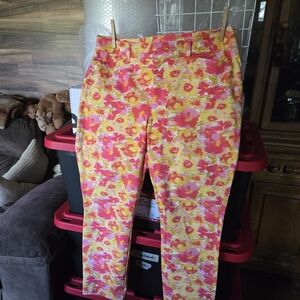 Old Navy Floral Capris - Pink and Yellow